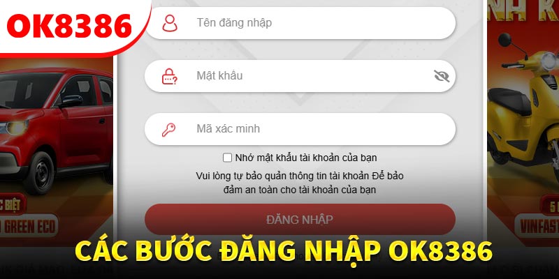 Các thao tác đăng nhập OK8386 dễ dàng